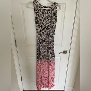 H&M maxi dress. Size 6. Brown and pink leopard print.